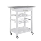 30Mobile Îlot de Cuisine Roulant Chariot de Service avec Tiroir Inférieur et Panier de Rangement Coulissant en Fil de Fer