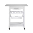 30Mobile Îlot de Cuisine Roulant Chariot de Service avec Tiroir Inférieur et Panier de Rangement Coulissant en Fil de Fer
