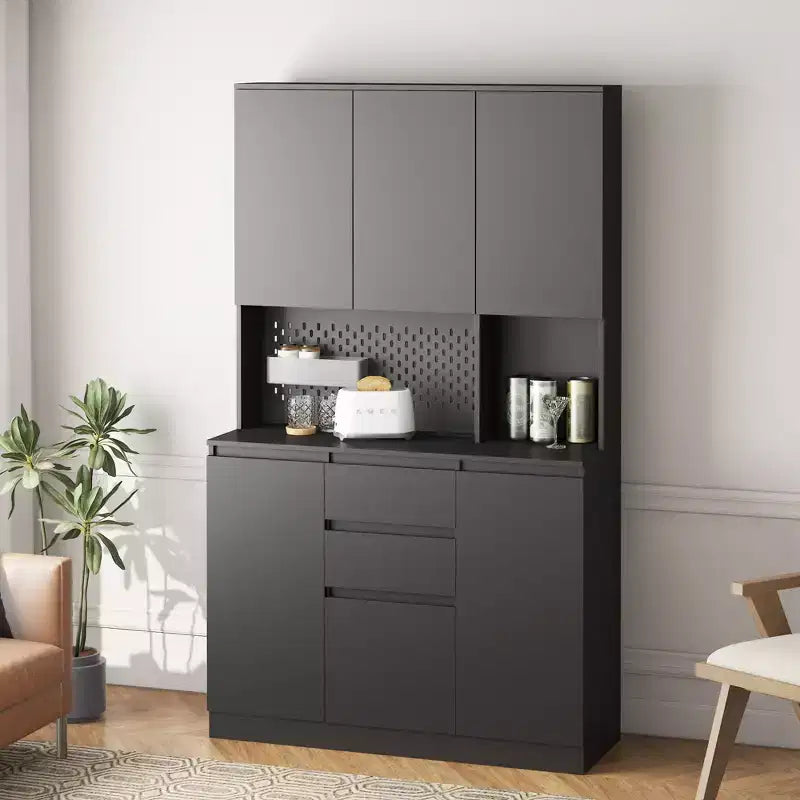 Meuble de cuisine haut autoportant GDFStudio Reginald Modern 74 po avec 6 portes et 2 tiroirs