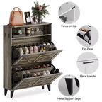 Meuble à chaussures avec 2 tiroirs basculants, meuble de rangement pour chaussures autoportant avec étagères ouvertes, meuble à chaussures étroit et dissimulé pour entrée et couloir