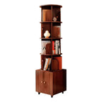 MAYEERTY Étagère d'angle à 5 niveaux avec tiroir, affichage à 360 degrés, bibliothèque sur pied pour petits espaces, rangement pour chambre à coucher, salon, noyer