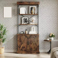 Bookshelf with Doors, 73.6 Industrial Bookcase - 4-Tier Wood & Metal Storage Shelf for Living Room, Office