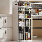 Meuble de rangement de salle de bain fin, Armoire étroite avec tiroirs, roulettes, poignée, porte-papier toilette, Organisateur de sol roulant en plastique pour salle de bain, cuisine