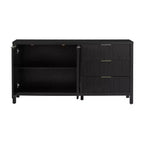 Buffet Okak en bois, Meuble de rangement avec portes incurvées en relief, Console pour Cuisine, Salon, Bureau