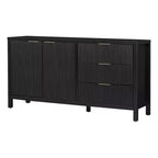Buffet Okak en bois, Meuble de rangement avec portes incurvées en relief, Console pour Cuisine, Salon, Bureau