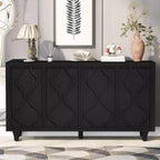 Okak Wooden Sideboard Buffet, Storage Cabinet with Embossed Curved Doors, Console Table for Kitchen Living Room Study