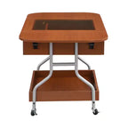 Table basse pliante moderne Zeus & Ruta avec roulettes, 1 tiroir et 2 niveaux de rangement, structure métallique pour salon