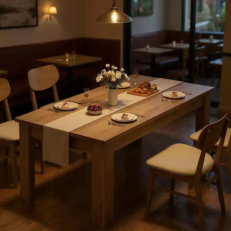Table à manger de ferme GustoWave 63 en bois, pour 4-6 personnes, plateau standard