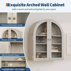 Meuble haut de salle de bain mural avec portes vitrées, organisateur de rangement à 4 niveaux en forme d'arche, armoire à pharmacie avec étagère réglable, 61 x 71 x 23 cm (l x H x P)