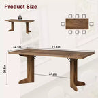 Table de cuisine rectangulaire GustoWave 71.1 de style rustique, avec plateau épais