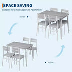 Ensemble de salle à manger 5 pièces pour 4 personnes, table et chaises carrées compactes, plateau robuste en MDF, cadre métallique, ensemble petit-déjeuner peu encombrant