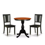 HomeStock Belmont Ensemble de salle à manger 3 pièces Mid-Century, avec table en bois et 2 chaises de salle à manger à dossier ajouré – Finition noire