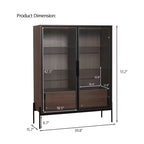 Okak Bahut autoportant avec porte vitrée et LED, vitrine 4 étagères avec 2 tiroirs pour salon cuisine