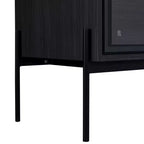 Okak Bahut autoportant avec porte vitrée et LED, vitrine 4 étagères avec 2 tiroirs pour salon cuisine