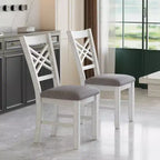 Ensemble de salle à manger VECELO rustique 5 pièces avec table extensible, table en bois d'hévéa avec 4 chaises de salle à manger sans accoudoirs rembourrées pour cuisine, gris