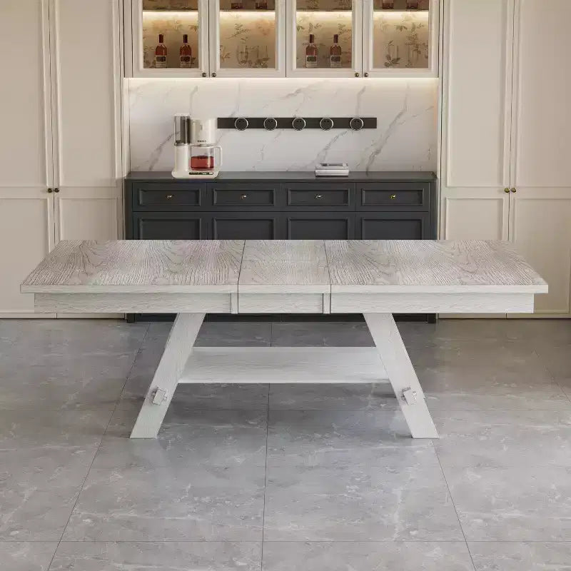 Ensemble de salle à manger VECELO rustique 5 pièces avec table extensible, table en bois d'hévéa avec 4 chaises de salle à manger sans accoudoirs rembourrées pour cuisine, gris