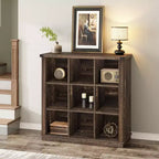 Bibliothèque de rangement 9 cubes, étagère horizontale de style ferme à 4 niveaux, bibliothèque de rangement en bois de 95 cm