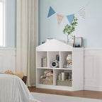 Étagère à Livres pour Enfants, Organisateur de Jouets Blanc, Bibliothèque à 5 Compartiments, Maison de Jeu pour Tout-Petits, Étagère de Rangement en Bois