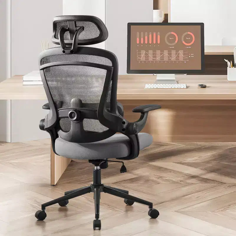 Chaise de bureau Bestier avec support lombaire et appui-tête réglables, chaise d'ordinateur en maille confortable avec accoudoirs relevables souples, chaise de jeu à hauteur réglable