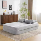 Canapé de sol moderne avec 4 oreillers, canapé futon en tissu peluche, matelas pliant en mousse haute densité pour salon