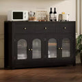 55'' Farmhouse Buffet Cabinet with Storage Large Wood Narrow Kitchen Buffet Storage Cabinet Coffee Bar with 3 Drawers and 4 Doors