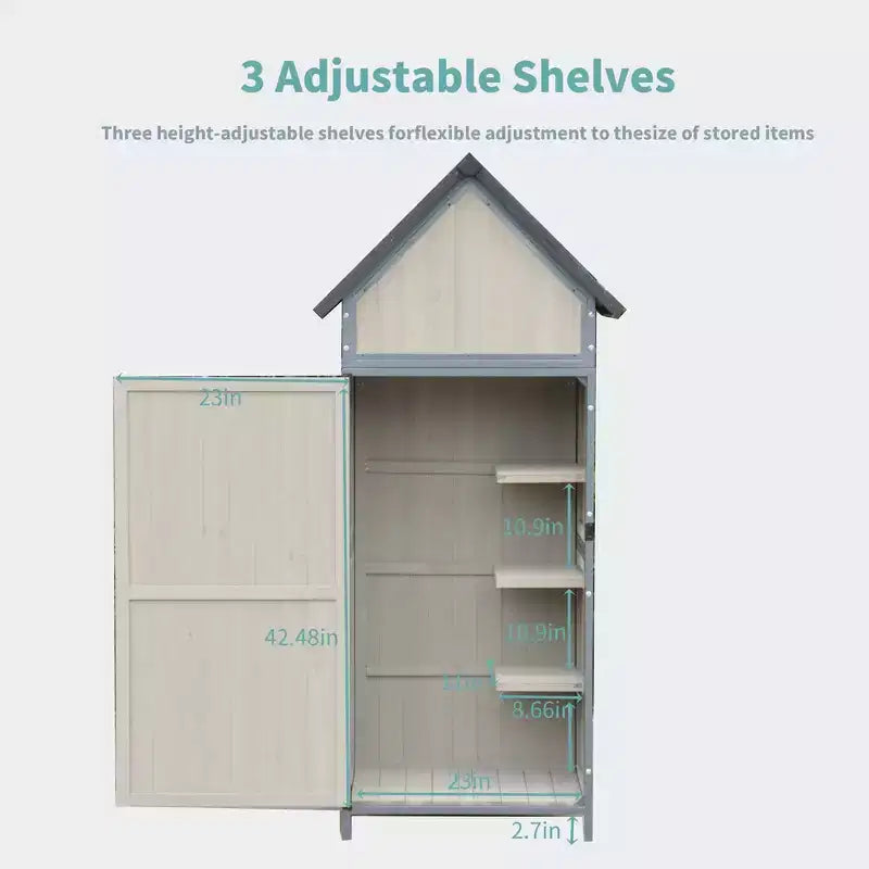 Abris de jardin, abris de rangement verticaux, abris de jardin en bois avec cadre métallique, grand abri de rangement