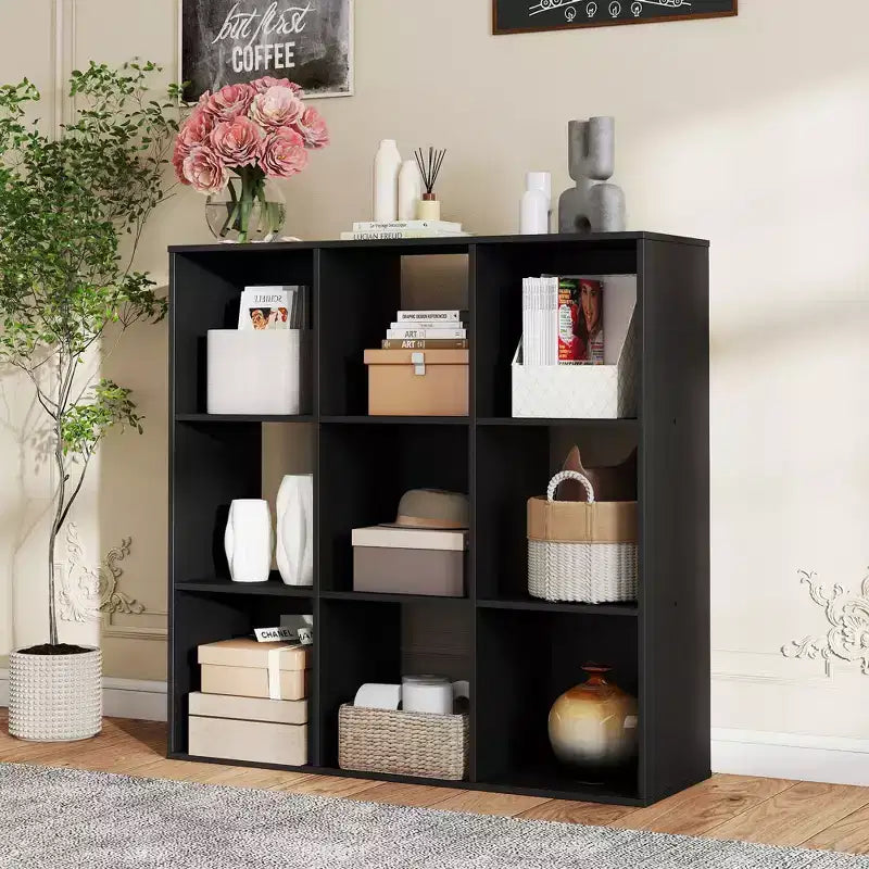 JIONJOY Étagère de rangement 9 cubes, bibliothèque verticale de 91 cm de haut avec panneaux arrière amovibles, étagère ouverte robuste