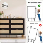 Commode 6 tiroirs en rotin - Commode de rangement moderne avec accents dorés pour chambre et salon