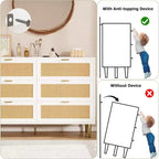 Commode 6 tiroirs en rotin - Commode de rangement moderne avec accents dorés pour chambre et salon