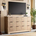 Fluted 6 Drawer Dresser, Modern Wooden Dresser with Wood Top, Sturdy Clothes Storage Cabinet for Bedroom