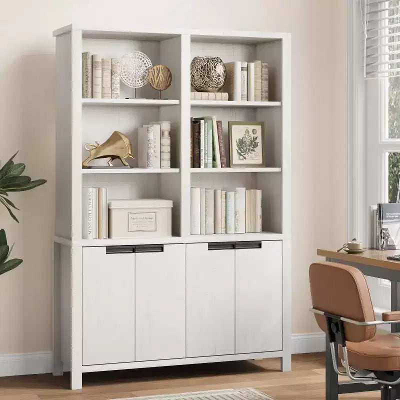 Bibliothèque de Ferme 71, Étagère Vintage avec Armoire de Rangement et Étagère Réglable, Bibliothèque Rustique pour Salon, Bureau, Bibliothèque