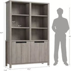 Bibliothèque de Ferme 71, Étagère Vintage avec Armoire de Rangement et Étagère Réglable, Bibliothèque Rustique pour Salon, Bureau, Bibliothèque