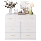 Commode Karl Home à 9 tiroirs en panneau de particules blanc 120 cm L