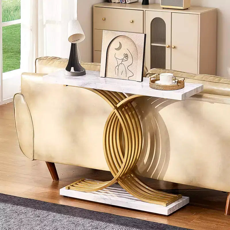 VEVOR Table console étroite, 100 cm, derrière le canapé, table d'entrée longue à 1 niveau et table de couloir étroite, table de canapé étroite, blanc