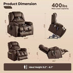 Fauteuil inclinable motorisé Bestier 40.1 W en microsuède surdimensionné avec double moteur, massage et chauffage