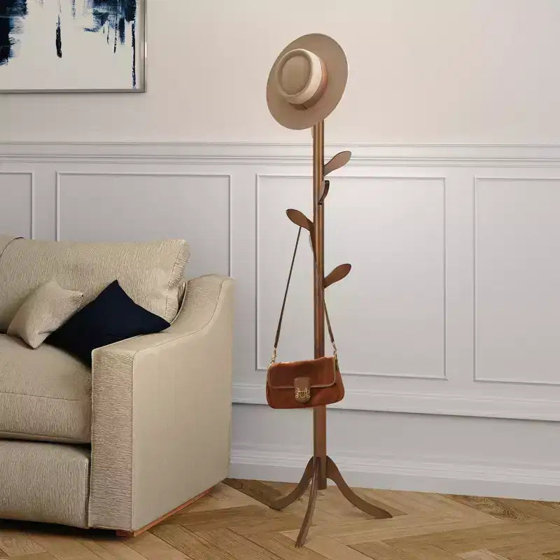 Porte-manteau sur pied Bekrvio avec 8 crochets feuilles, cintre réglable en hauteur (3 tailles) pour vestes/chapeaux - entrée, coin, chambre