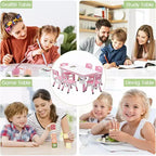 Table et 6 Chaises pour Enfants - Table d'Activités et de Repas à Hauteur Réglable pour Tout-Petits de 3 à 10 Ans, 136 kg