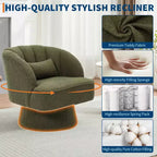 Fauteuil pivotant - Fauteuil moderne rembourré en velours Teddy Bear avec dossier rayé et rembourrage moelleux, pour salon, chambre à coucher