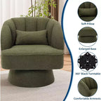 Fauteuil pivotant - Fauteuil moderne rembourré en velours Teddy Bear avec dossier rayé et rembourrage moelleux, pour salon, chambre à coucher