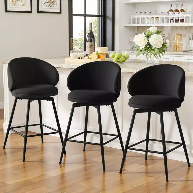 Bekrvio 30 Tabourets de bar pivotants de 2/3/4, Tabourets de bar modernes en velours avec dossier incurvé et structure métallique, Chaises de bar pour îlot de cuisine, Pub à domicile