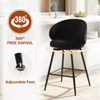 Bekrvio 30 Tabourets de bar pivotants de 2/3/4, Tabourets de bar modernes en velours avec dossier incurvé et structure métallique, Chaises de bar pour îlot de cuisine, Pub à domicile