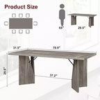 Table à manger de ferme de 180 cm - 6 places, table rectangulaire en bois massif pour cuisine et salle à manger