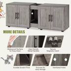 Meuble Cache Litière Acekool pour Chat, Grande Maison de Toilette Dissimulée avec Griffoir et Plateau de Rangement, 140 cm
