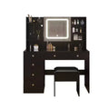 Ensemble de coiffeuse en panneaux de particules de lin blanc avec plateau en verre trempé Triamine