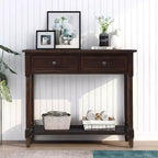 Console rustique de ferme avec 2 tiroirs et étagère inférieure pour salon