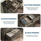 Commode 7 tiroirs style ferme rustique - Rangement à bijoux pour chambre et salon
