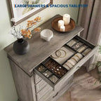 Commode 7 tiroirs style ferme rustique - Rangement à bijoux pour chambre et salon