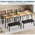 Ensemble de salle à manger Coolmee pour 4 personnes, table de cuisine avec banquette rembourrée et 2 chaises, ensemble de meubles de salle à manger 4 pièces pour petit espace, appartement