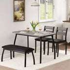 Ensemble de salle à manger Coolmee pour 4 personnes, table de cuisine avec banquette rembourrée et 2 chaises, ensemble de meubles de salle à manger 4 pièces pour petit espace, appartement