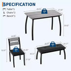Ensemble de salle à manger Coolmee pour 4 personnes, table de cuisine avec banquette rembourrée et 2 chaises, ensemble de meubles de salle à manger 4 pièces pour petit espace, appartement